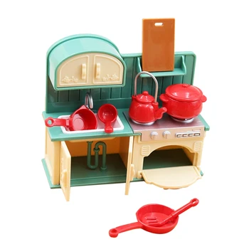 1: 18 Simülasyon Mini mutfak fırını Spatula Lavabo Seti Dekorasyon Dollhouse Çocuk Oyun Evi Oyuncaklar