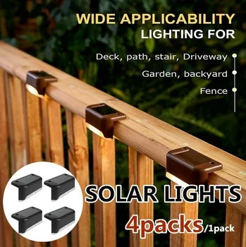 1/4 paket güneş merdiven sokak lambası çevre dostu güneş duvar çit ışığı su geçirmez açık yol geçit ışıkları