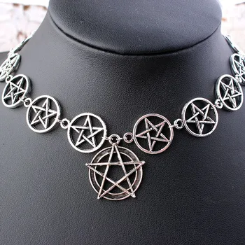 1 Adet Supernatura Pentagram Kolye Dini Wicca Büyücülük Kolye Pagan Asılı L Boyun Zinciri Takı Yaratıcı Hediyeler için