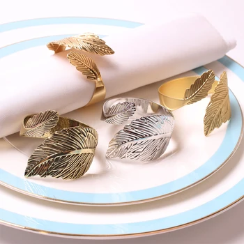 1 adet Sonbahar Yaprakları peçete halkaları Altın Gümüş Vaftiz Bileklik Metal Peçete Tutucu Düğün Hediyeleri Vaftiz Duş Parti Dekor 2021
