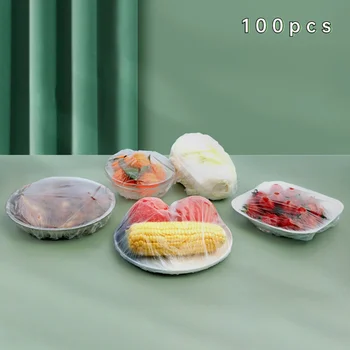 100 adet / takım Tek Kullanımlık yemek örtüsü Plastik Wrap Elastik Gıda Kapak meyve kaseleri Bardak Kapakları Depolama Mutfak Taze Tutmak için koruyucu çanta