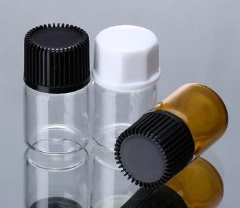 1000 adet Amber Örnek Flakon 3 ML Mini Amber Cam uçucu yağ şişesi İle Hiçbir Delik Fiş ve yuvarlak kapak