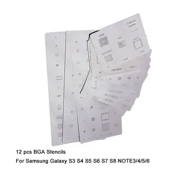 12 adet / grup Samsung BGA Reballing Şablon Kitleri Seti Lehim Şablon Samsung Galaxy S3 S4 S5 S6 S7 S8 NOTE3/4/5/6