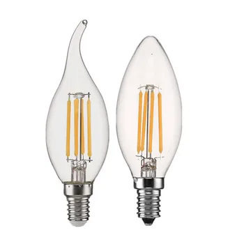 2 ADET E14 / E27 Edison ampul Retro led ışık C35 ampul 220 V Retro cam mum lamba soğuk ışık sıcak filaman lamba 2 W / 4 W / 6 W ampul