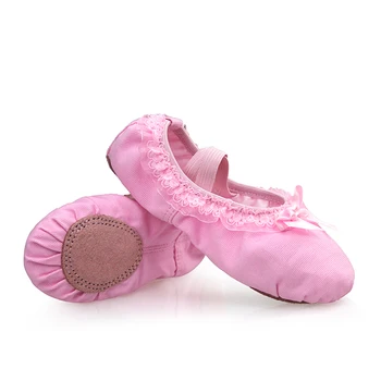2018 Yeni Güzel Tuval Yumuşak Taban Kız Çocuk Dantel Bale Uygulama Oryantal Dans Ayakkabıları Çocuklar İçin