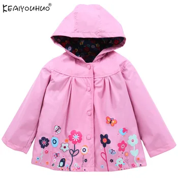 2018 Yeni Kız Mont Bahar Yağmurluk Baskı Çiçek çocuk ceketi Çocuk Giyim Rüzgar Geçirmez Giyim Uzun Kollu Ceketler Kızlar İçin