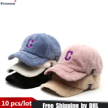 2022 Kış Yeni beyzbol şapkası Kadın ve Erkek Rahat Sevimli Tavşan Kürk Şapka Nakış C Harfi Kapaklar Unisex Şapka Toptan 8745