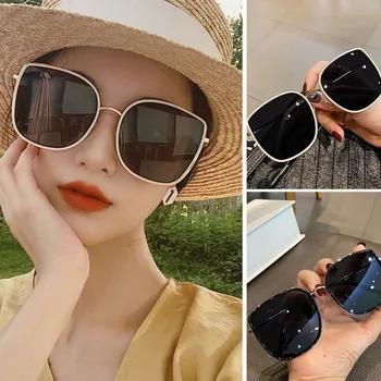 2022 Yeni Moda Kare Beyaz Siyah Güneş Gözlüğü Retro Vintage güneş gözlüğü Büyük Boy Shades Gözlük UV400 Kadınlar için