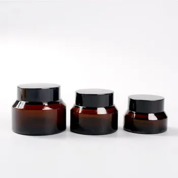 20g 30g 50g Amber Kahverengi Cam Kozmetik Kavanoz Pot Yüz Kremi Şişeleri Cilt bakımı Konteyner Pot makyaj kutusu Şişe