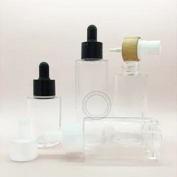 20ml 30ml 60ml 80ml 100ml 120ml Şeffaf Mini Damlalıklı şişeler Pipetli kozmetik uçucu yağ parfüm konteyneri Örnek Şişeler