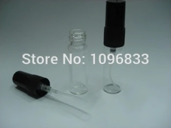 2ML 2CC Cam Parfüm Şişesi, Küçük parfüm Şişesi, Siyah Sprey Atomizer, Parfüm Örnek Test Cihazı Şişesi, Cam Atomizer, 100 adet / grup