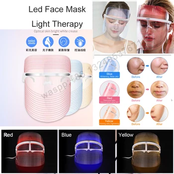 3 in1 renk ışık LED yüz maskesi Anti akne kırışıklık Karşıtı yüz spa terapi aleti güzellik cihazı Salon yüz cilt bakımı araçları