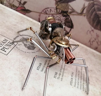 3D DIY steampunk böcek mekanik örümcek tüm metal saf el yapımı yaratıcı küçük sanatları süsler