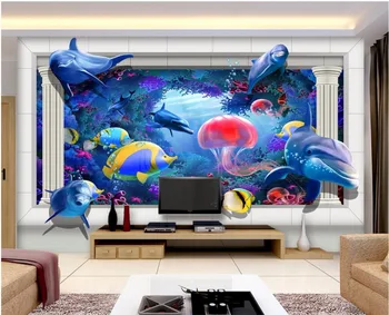 3d duvar kağıdı özel fotoğraf duvar Deniz dünya denizanası yunus boyama odası duvar kağıdı duvarlar için 3d duvar muals duvar kağıdı