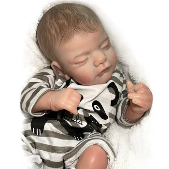 45 CM Reborn Bebek Yenidoğan Uyku Bebek Tatlı Prim Erkek Bebek Detaylı El Boyama Gerçek Yumuşak Dokunmatik Bebek Hediye