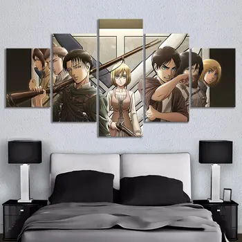 5 Adet Titan HD Tuval Resimleri Anime Posterler Duvar Sanatı Modern Resimler Oturma Odası Ev dekorasyon için duvar dekoru