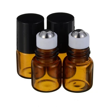 50 adet 1ml Boş rolon cam Şişe Mini Amber uçucu yağ Parfüm Şişeleri Doldurulabilir Konteyner Özü Bitkisel Yağ Depolama