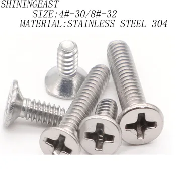 50 adet / grup 4 # -40 8#-32 paslanmaz çelik Amerikan standart phillips çapraz havşa düz kafa küçük mini screw1106