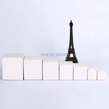 500 adet 6 * 6 * 6cm Beyaz Kraft kağit kutu Kare Boş şeker kutusu Örnek Takı ambalaj kutusu Evrensel Ambalaj Malzemesi