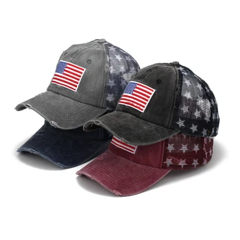 ABD İşlemeli beyzbol şapkası Amerikan Bayrağı Kap file şapka Bağımsızlık Günü beyzbol şapkası güneşlik kapağı