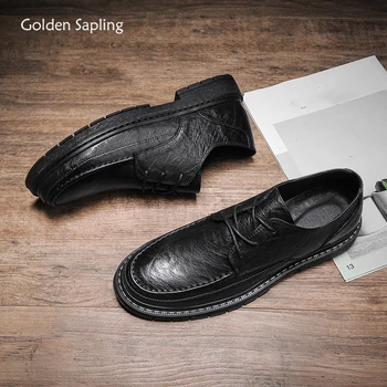 Altın Fidan Resmi gündelik erkek ayakkabısı Yumuşak Kauçuk Sürüş Flats Rahat günlük ayakkabı Erkekler Retro Moda İş Ayakkabısı
