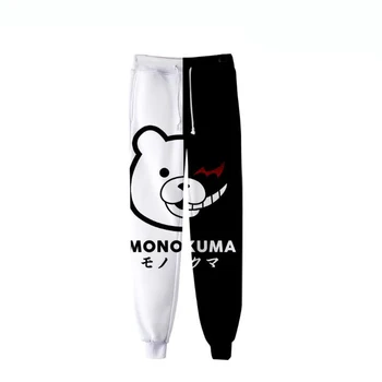 Anime Danganronpa Monokuma 3D Joggers Pantolon Erkek / Kadın günlük pantolon Hip Hop Sweatpants siyah beyaz ayı Cosplay Kostümleri