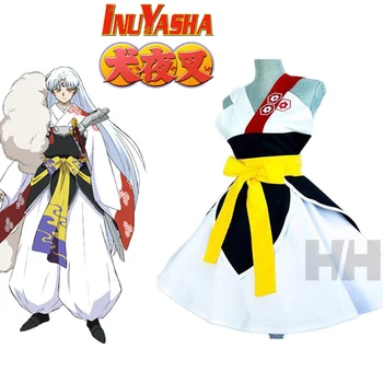 Anime Inuyasha Cosplay Kostüm Sesshoumaru Lolita Inuyasha Kimono Kolsuz askı elbise Kadın Kız cadılar bayramı kıyafetleri Hediyeler