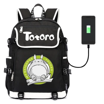 Anime Komşum Totoro Sırt Çantası Tuval Teenger Fermuar Packsack Rahat Okul Çantası Laptop Çantası Sırt Çantası Öğrenci Omuz Çantası
