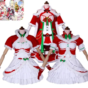 Anime Re: Farklı bir dünyada yaşam Cosplay Kostümleri Rem Ram Emilia Noel Elbise Sevimli Kadın Parti Kıyafet Noel Takım Elbise Custom Made