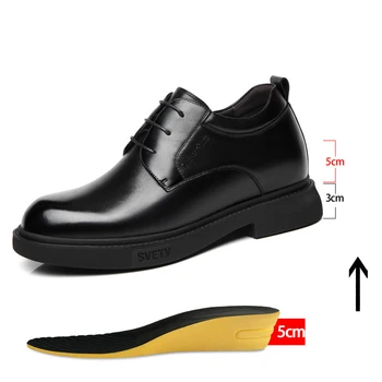 Bahar 8CM Yükseltmek Erkekler Derby Ayakkabı Hiddel Topuk erkek İş resmi giysi İngiliz Erkek Elbise Ayakkabı 6CM Uzun