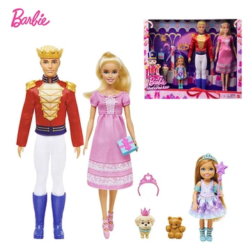 Barbie bebek Fındıkkıran Masal Bale Hediye Seti 3 Bebek Yavru Kız İnteraktif Sosyal Oyun Evi Oyuncak doğum günü hediyesi