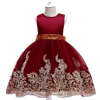 Bebek Giysileri 3 10 Yıl Çocuk Şampanya Dantel Payetli Yay Kolsuz Rahat Çocuklar Tatlı Midi yaz elbisesi Kız Vestidos
