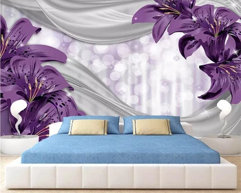 Beibehang Özel duvar kağıdı zambak çiçeği ipek bahçe modern TV kanepe arka plan duvar oturma odası yatak odası arka plan 3d duvar kağıdı