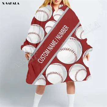 Beyzbol Futbol Amerikan Özel Ücretsiz 3D Baskı Büyük Boy Kapşonlu Giyilebilir Battaniye Hoodie Pazen Pamuk Erkek Kadın Kıyafeti