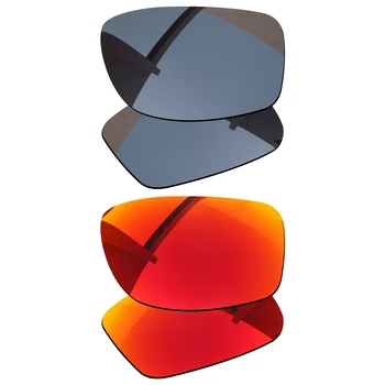 Bsymbo 2 Pairs Akik Kırmızı ve Gümüş Gri için Polarize Yedek Lensler-Oakley Fives Kare Çerçeve