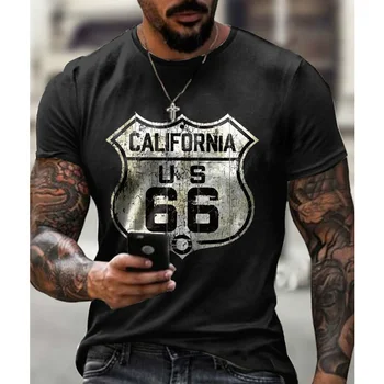 California 66 erkek kısa Kollu spor tişört Rahat Baskı Moda Streetwear Büyük Boy Üst Yaz Yeni Stil 6xl