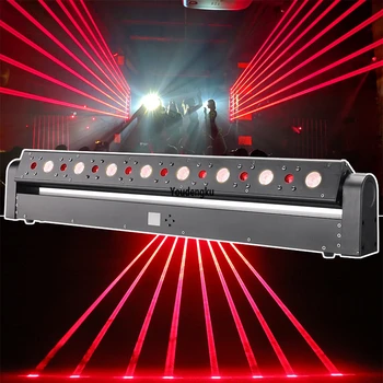 DMX Hareketli Kafa Kırmızı Lazer noel 500 mw 8 Gözler hareketli kafa lazer + ışın bar Projektör