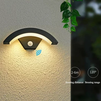 Dış duvar ışık pır hareket sensörü ındüksiyon aplik LED koridor balkon bahçe lambası su geçirmez alüminyum avlu aydınlatma