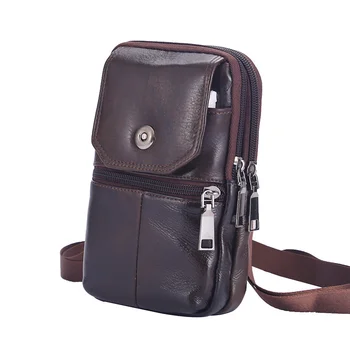 Erkek askılı çanta İnek Derisi Deri Çanta Cep Telefonu Kılıfı cüzdan Erkek Küçük seyahat bel çantası Çok Cepler Göğüs Çantası