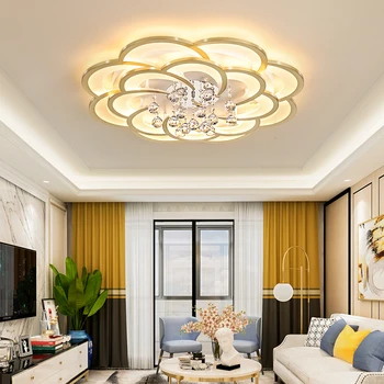 Ev yatak odası High-end tavan ışıkları moda gömme montajlı altın çiçek şeklinde kristal lambalar oturma odası farlar