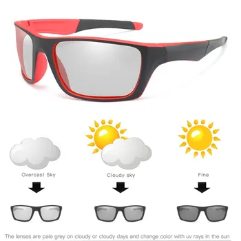 Fotokromik Güneş Gözlüğü Erkekler Polarize Gözlük Erkek Renk Değiştiren Sürüş Polaroid güneş gözlüğü Erkekler için Spor UV400