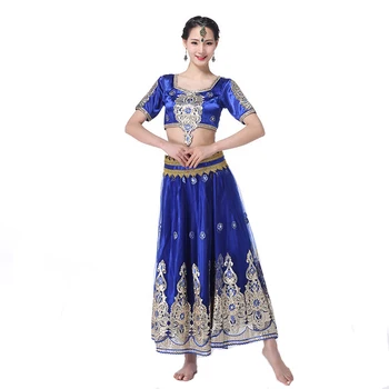 Hint Dans Bollywood Oryantal dans kostümü Giyim İşlemeli Paraları 3 adet Set Üst + Kemer + Etek Cadılar Bayramı Festivali Performans