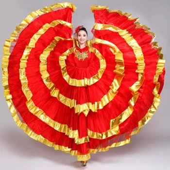 Ispanyol Flamenko dans elbiseleri Bayanlar Sahne Gösterisi Giyim Kadın Dansçı Giyim Kadın Balo Salonu Latin Dans Elbise Yetişkin