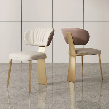 Işık lüks modern ev yemek sandalyesi paslanmaz çelik altın kaplama alt çerçeve boş sandalyeler İskandinav rahat arkalığı sandalyeler