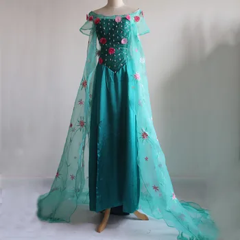 Karikatür Buz Kar Kraliçesi Elsa Prenses Elbise Tül Pelerin Kadın Cosplay Kostüm Masquerade Balo cüppeli elbiseler Kızlar İçin