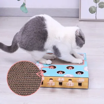 Komik Kedi Oyuncak Pikap Topu Scratch Kurulu Yuvarlak Oluklu Kağıt Değirmeni Çok Delikli Taşlama Pençe Eğitim Kendinden Şifa Karton