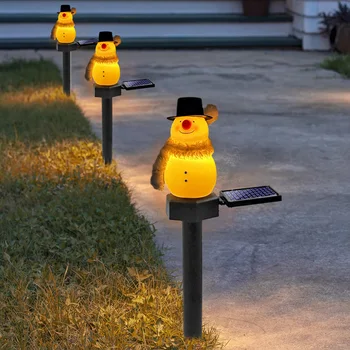 LED Güneş Kardan Adam Zemin Lambası Yüksek Parlaklık Bahçe Yard Peyzaj çim ışığı Ev için Açık Avlu Süs