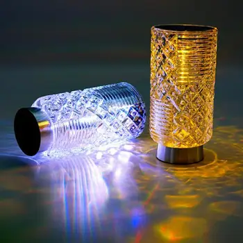 LED kristal masa lambası romantik ışık projektör dokunmatik ayarlanabilir elmas atmosfer ışıkları Usb şarj odası dekor gece lambası