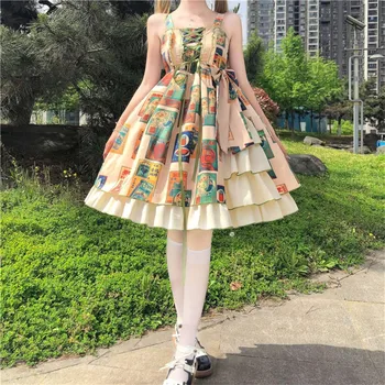 Loli Kız Jsk Elbise Ekleme Kawaii Sevimli Tatlı Kız Lolitas Cosplay Kostüm Anime Yaz Gotik Moda Kolsuz Vintage Goth