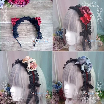 Lolita hairband siyah siyah gotik salma ros vampir kardeşler retro dozaj saç çemberler